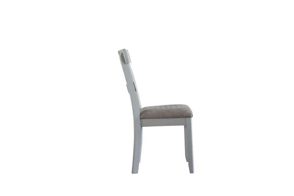Set of Two Gray Tufted Fabric And Solid Wood Ladder Back Dining Side Chairs HomeRoots
