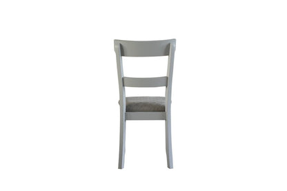 Set of Two Gray Tufted Fabric And Solid Wood Ladder Back Dining Side Chairs HomeRoots