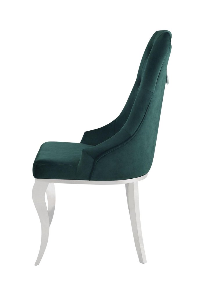 Set of Two Gray And Silver Tufted Fabric And Stainless Steel Dining Side Chairs — view 5