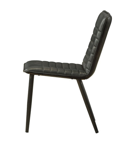Set of Two Black Leather And Metal Dining Side Chairs HomeRoots