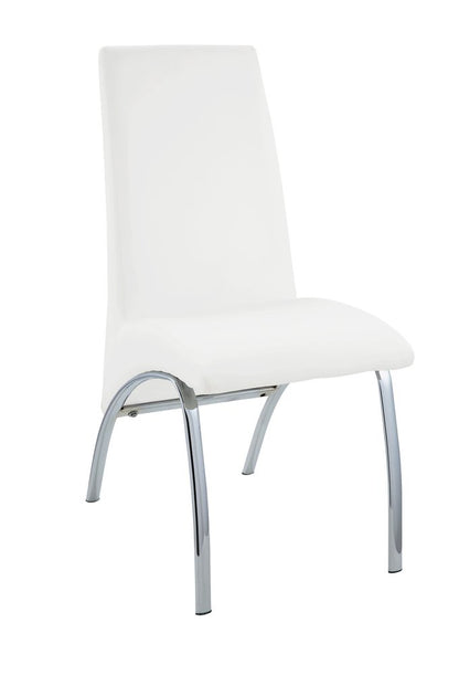 Set of Two White And Silver Faux Leather And Metal Dining Side Chairs HomeRoots