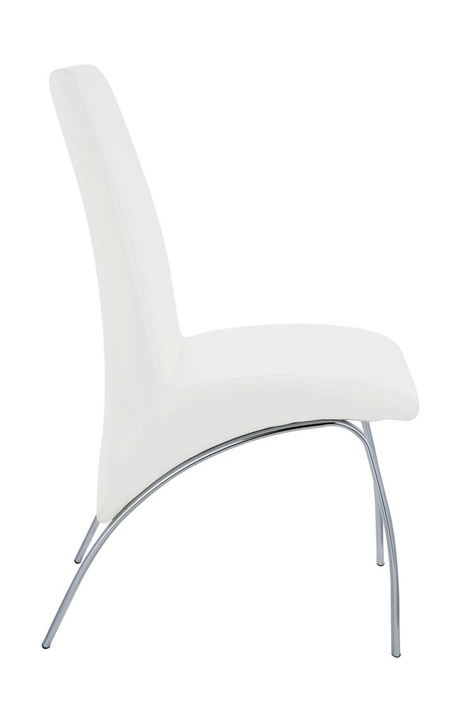 Set of Two White And Silver Faux Leather And Metal Dining Side Chairs — view 3