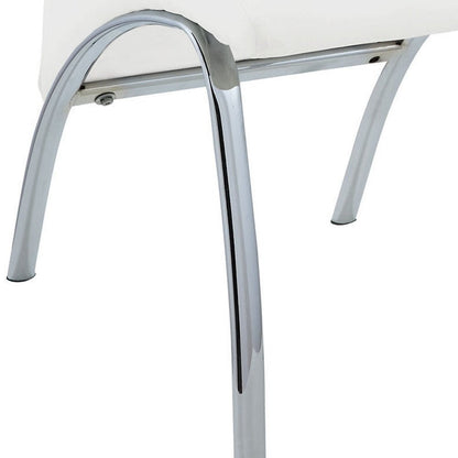 Set of Two White And Silver Faux Leather And Metal Dining Side Chairs HomeRoots