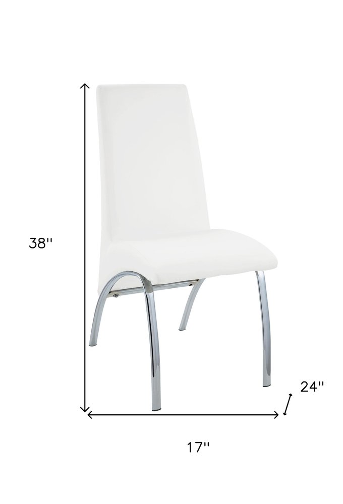 Set of Two White And Silver Faux Leather And Metal Dining Side Chairs — view 7