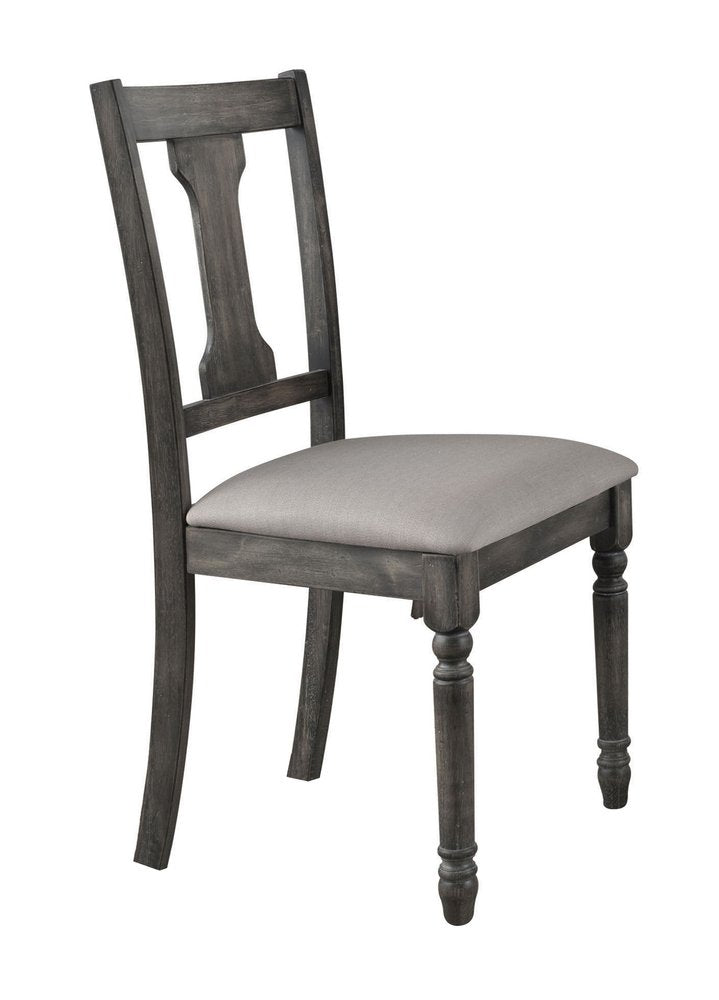 Set of Two Tan And Gray Linen And Solid Wood Open Back Dining Side Chairs HomeRoots