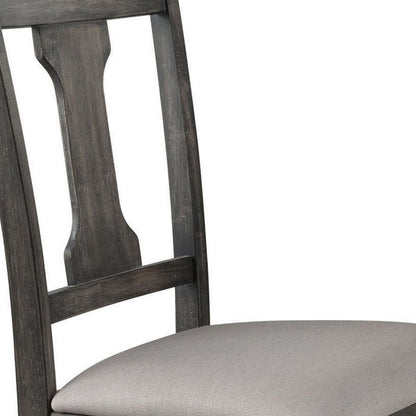 Set of Two Tan And Gray Linen And Solid Wood Open Back Dining Side Chairs HomeRoots