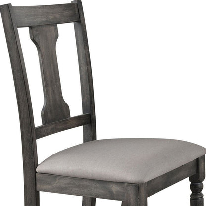 Set of Two Tan And Gray Linen And Solid Wood Open Back Dining Side Chairs HomeRoots