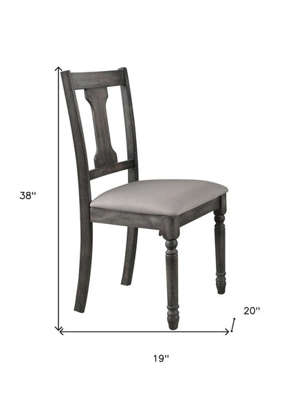 Set of Two Tan And Gray Linen And Solid Wood Open Back Dining Side Chairs HomeRoots