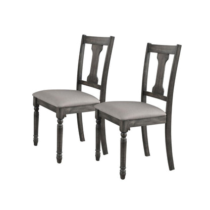 Set of Two Tan And Gray Linen And Solid Wood Open Back Dining Side Chairs HomeRoots