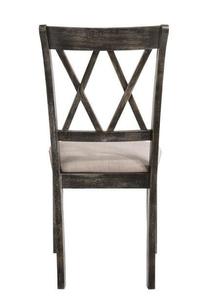 Set of Two Gray Linen And Solid Wood Cross Back Dining Side Chairs HomeRoots