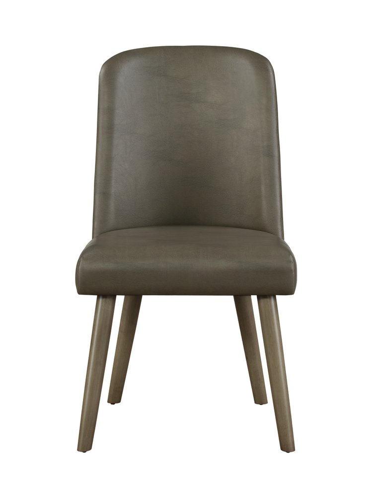 Set of Two Gray Faux Leather And Solid Wood Dining Side Chairs HomeRoots