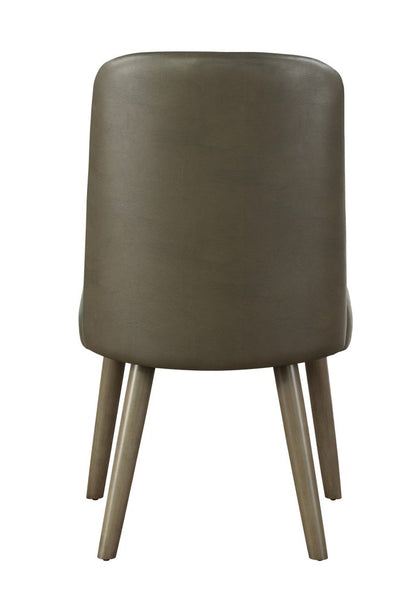 Set of Two Gray Faux Leather And Solid Wood Dining Side Chairs