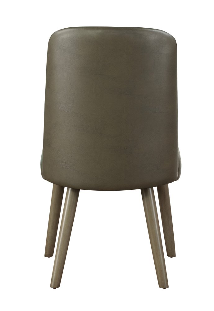 Set of Two Gray Faux Leather And Solid Wood Dining Side Chairs — view 4