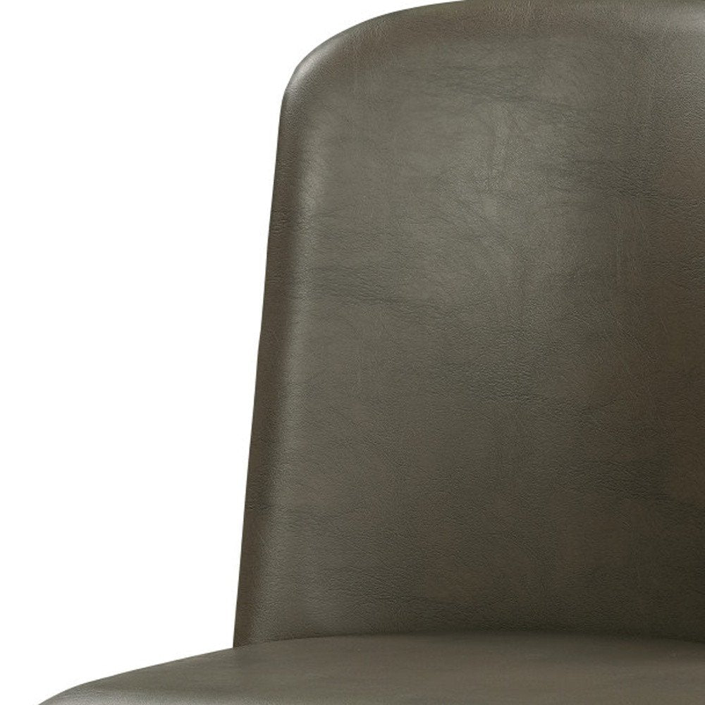 Set of Two Gray Faux Leather And Solid Wood Dining Side Chairs — view 5