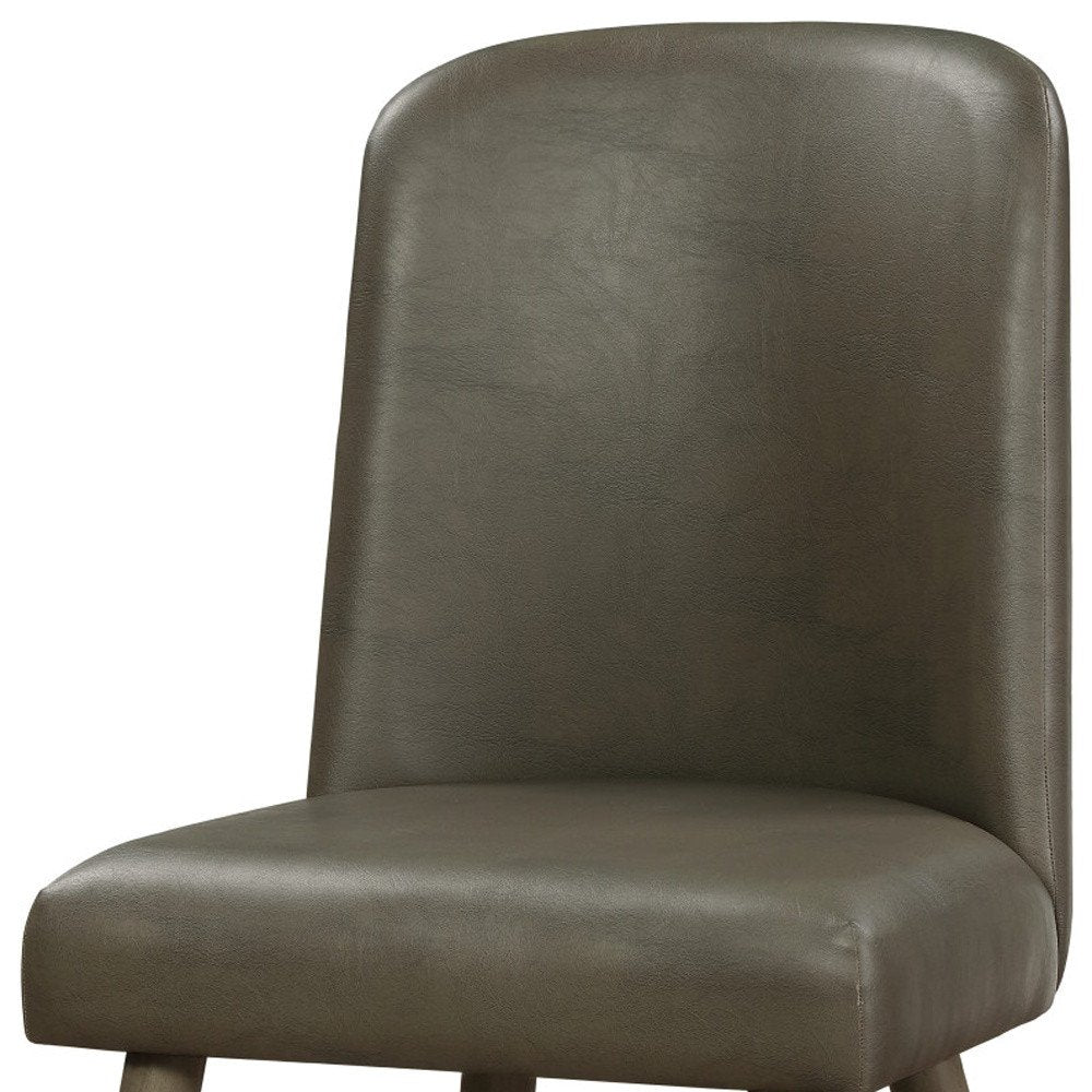 Set of Two Gray Faux Leather And Solid Wood Dining Side Chairs HomeRoots