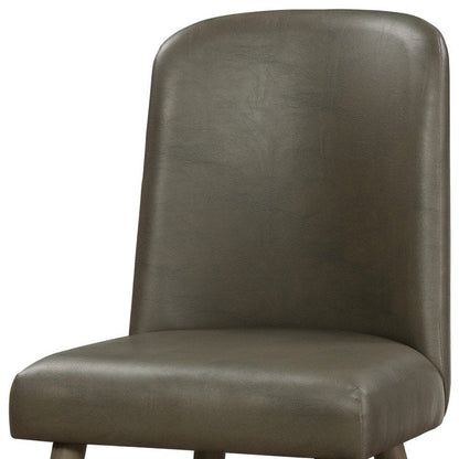 Set of Two Gray Faux Leather And Solid Wood Dining Side Chairs HomeRoots
