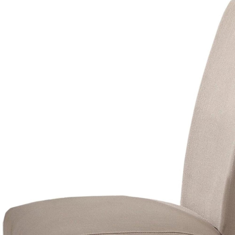 Set of Two Taupe and Dark Brown Linen Dining Side Chairs HomeRoots