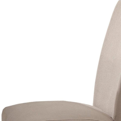 Set of Two Taupe and Dark Brown Linen Dining Side Chairs HomeRoots