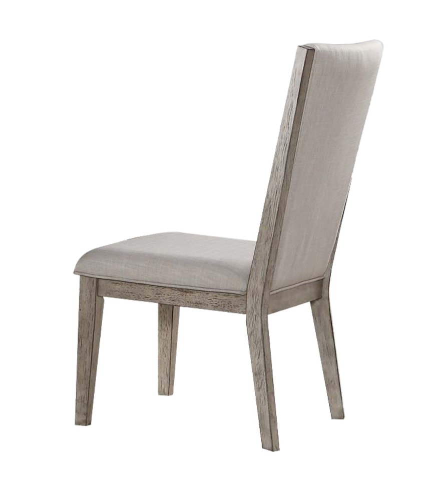 Set of Two Gray Fabric And Solid Wood Dining Side Chairs HomeRoots