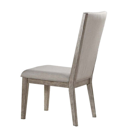 Set of Two Gray Fabric And Solid Wood Dining Side Chairs HomeRoots