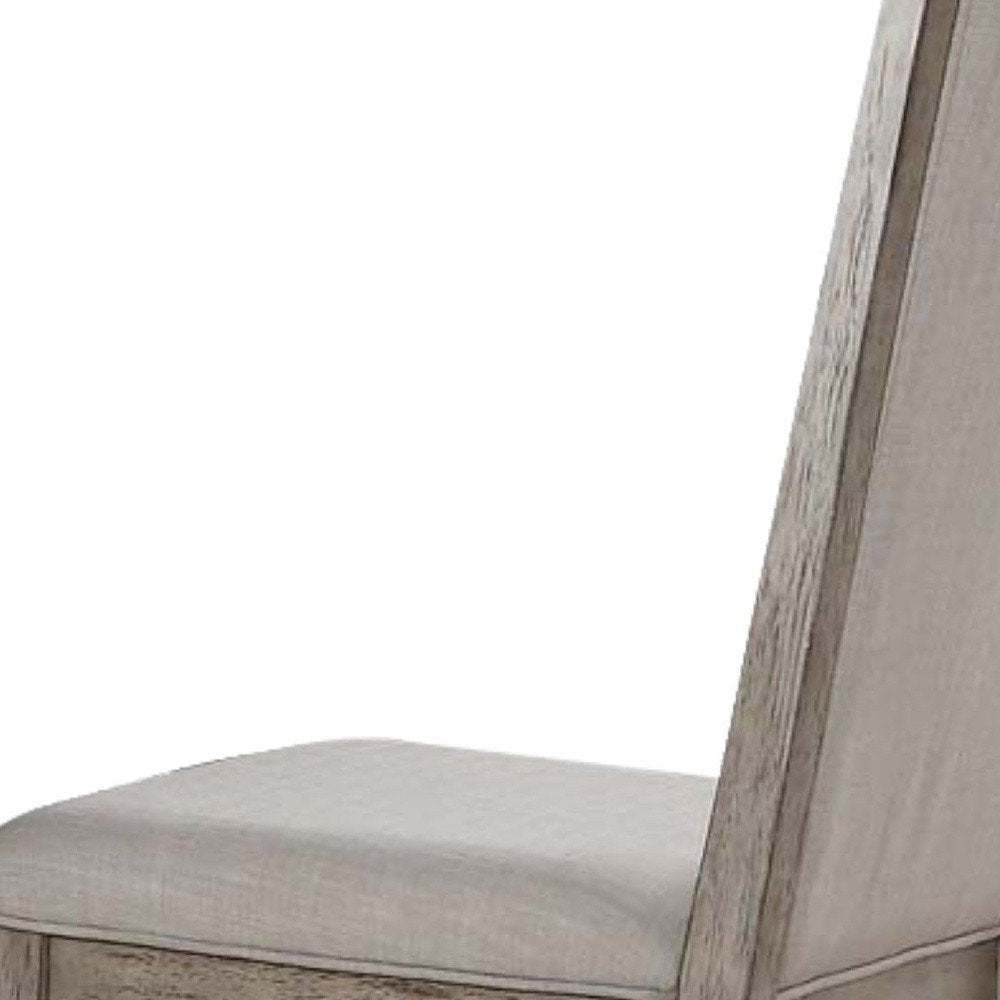 Set of Two Gray Fabric And Solid Wood Dining Side Chairs HomeRoots