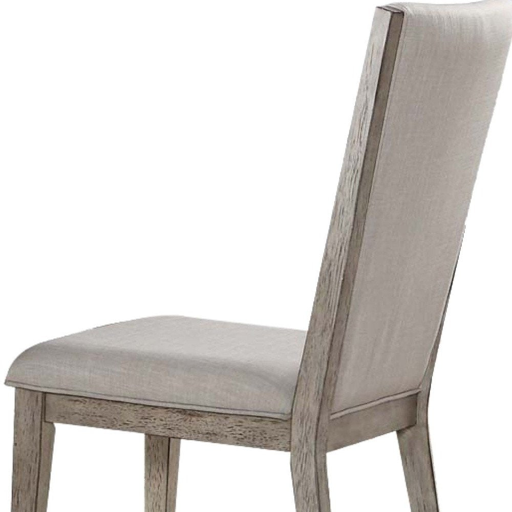 Set of Two Gray Fabric And Solid Wood Dining Side Chairs HomeRoots