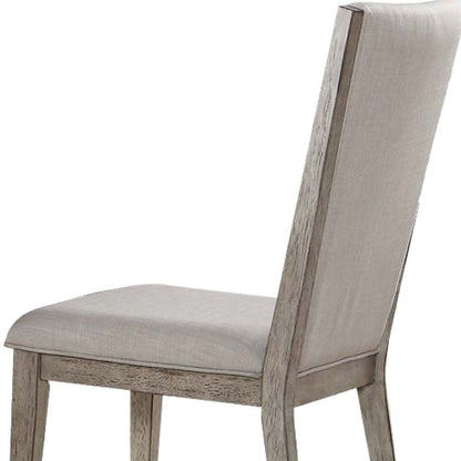 Set of Two Gray Fabric And Solid Wood Dining Side Chairs HomeRoots