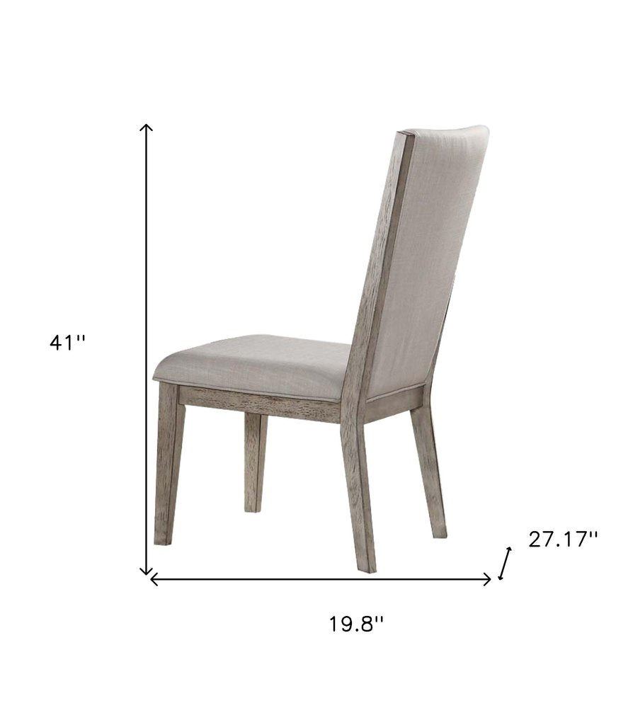 Set of Two Gray Fabric And Solid Wood Dining Side Chairs HomeRoots