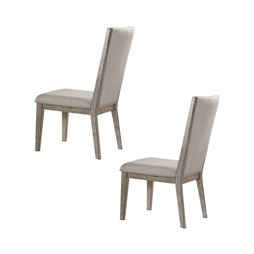 Set of Two Gray Fabric And Solid Wood Dining Side Chairs HomeRoots