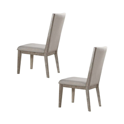 Set of Two Gray Fabric And Solid Wood Dining Side Chairs HomeRoots