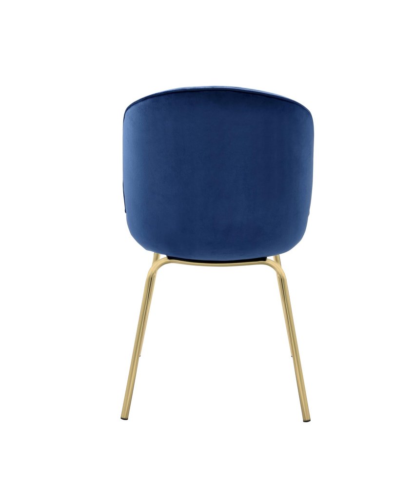 Set of Two Blue And Gold Velvet And Metal Dining Side Chairs — view 3