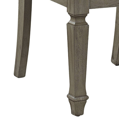 Set of Two Beige And Oak Linen And Solid Wood Open Back Dining Side Chairs HomeRoots
