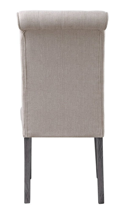 Set of Two Tufted Beige and Gray Upholstered Linen And Solid Wood Dining Side Chairs HomeRoots