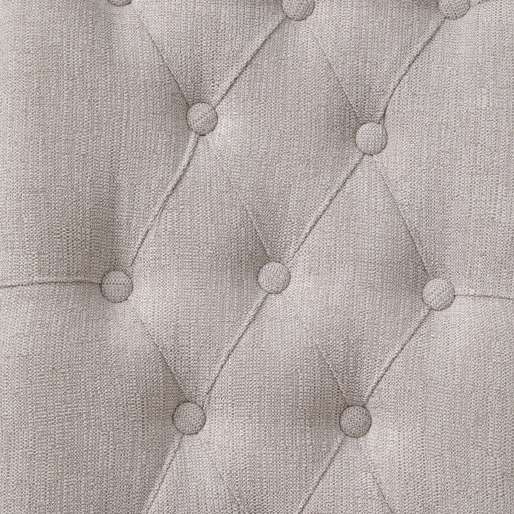 Set of Two Tufted Beige and Gray Upholstered Linen And Solid Wood Dining Side Chairs HomeRoots