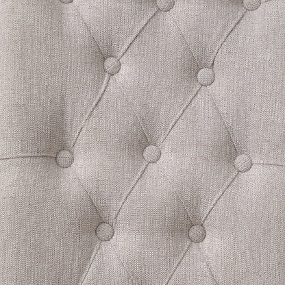 Set of Two Tufted Beige and Gray Upholstered Linen And Solid Wood Dining Side Chairs HomeRoots