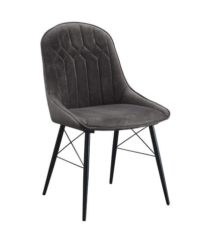 Set of Two Gray And Black Tufted Fabric And Wood Dining Side Chairs HomeRoots