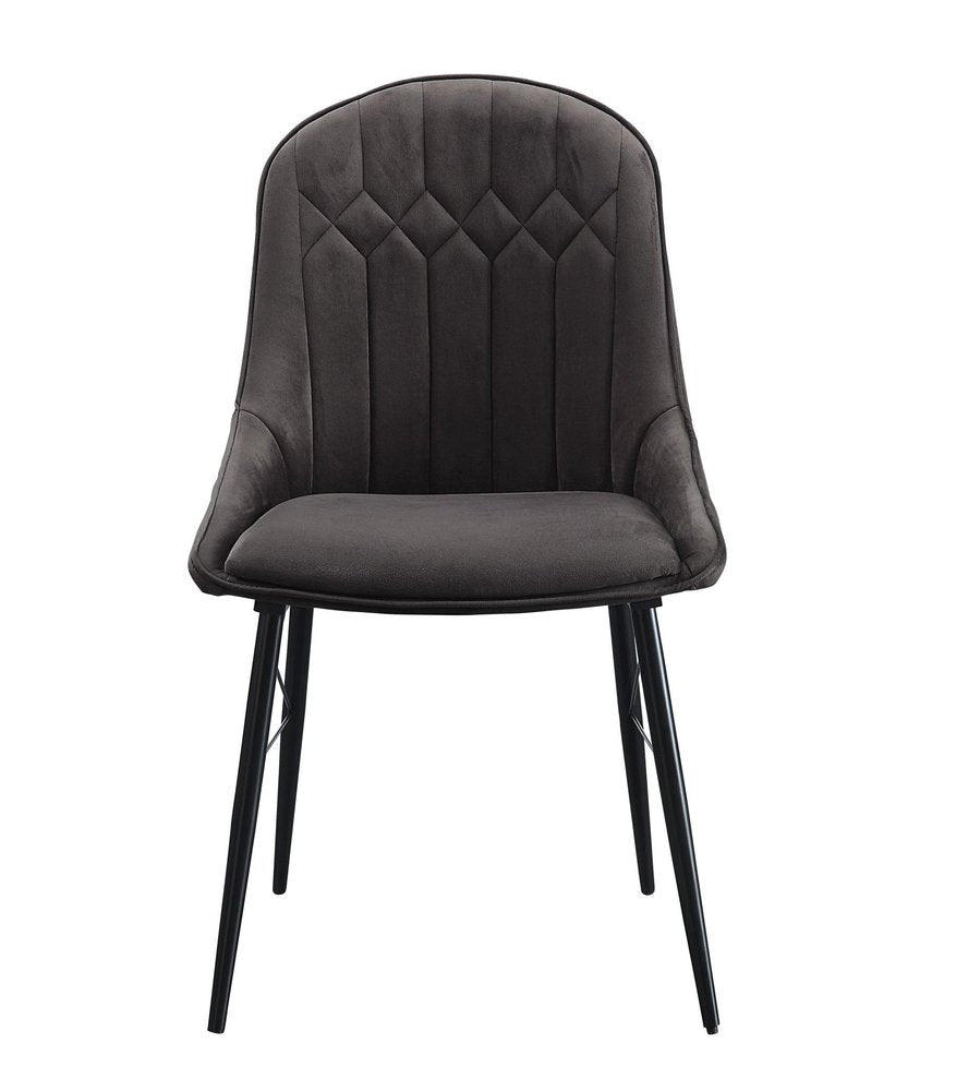 Set of Two Gray And Black Tufted Fabric And Wood Dining Side Chairs — view 3