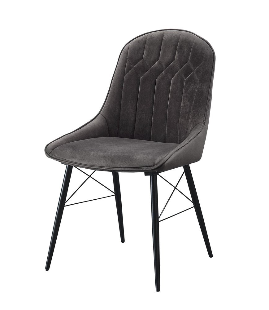 Set of Two Gray And Black Tufted Fabric And Wood Dining Side Chairs HomeRoots