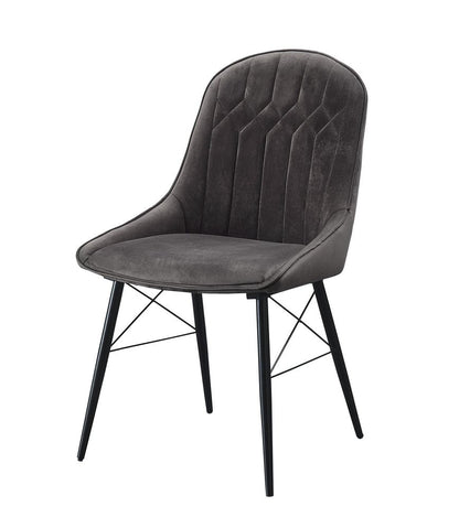 Set of Two Gray And Black Tufted Fabric And Wood Dining Side Chairs HomeRoots