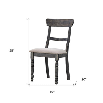 Set of Two Light Brown And Gray Linen And Wood Ladder Back Dining Side Chairs HomeRoots