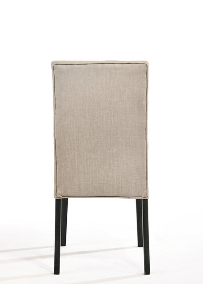 Set of Two Tan and Black Tufted Linen Open Back Dining Side Chairs HomeRoots