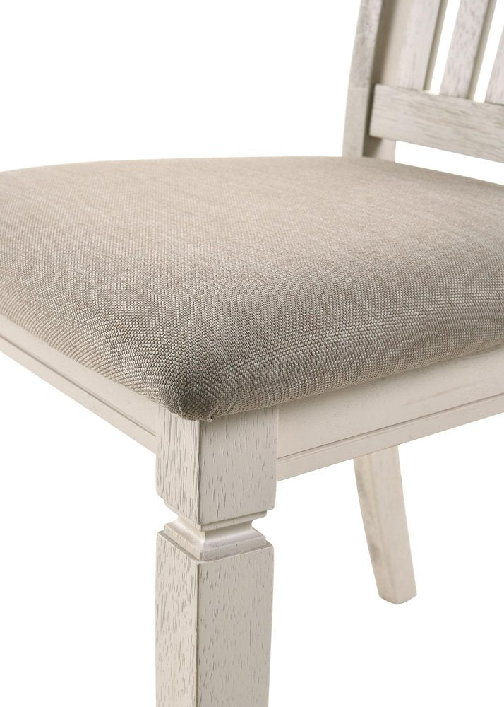Set of Two Tan And Cream Fabric And Solid Wood Slat Back Dining Side Chairs HomeRoots