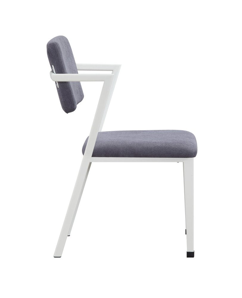 Set of Two Gray And White Fabric And Metal Partially Open Back Dining Side Chairs — view 5