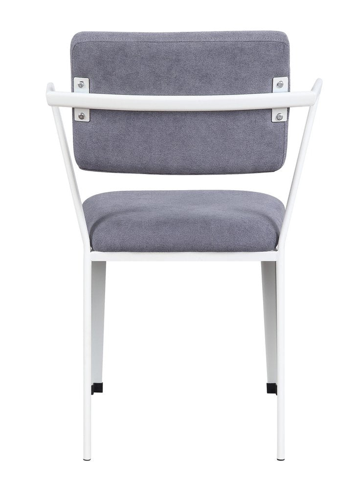 Set of Two Gray And White Fabric And Metal Partially Open Back Dining Side Chairs — view 6