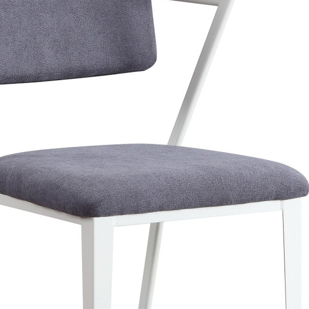 Set of Two Gray And White Fabric And Metal Partially Open Back Dining Side Chairs — view 7