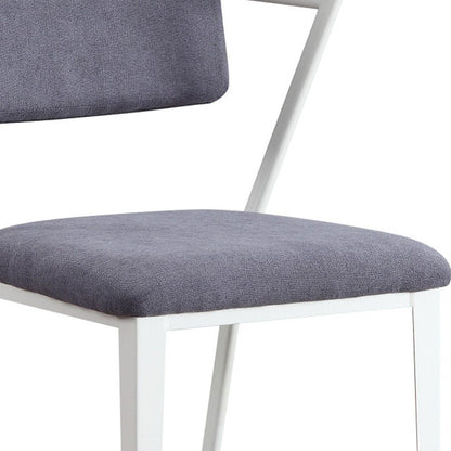 Set of Two Gray And White Fabric And Metal Partially Open Back Dining Side Chairs HomeRoots