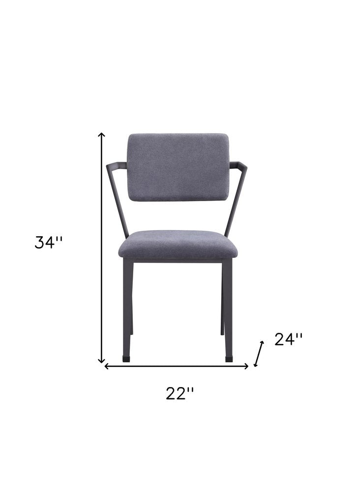 Set of Two Gray And Gunmetal Fabric And Metal Open Back Dining Side Chairs — view 10