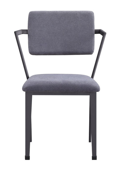 Set of Two Gray And Gunmetal Fabric And Metal Open Back Dining Side Chairs
