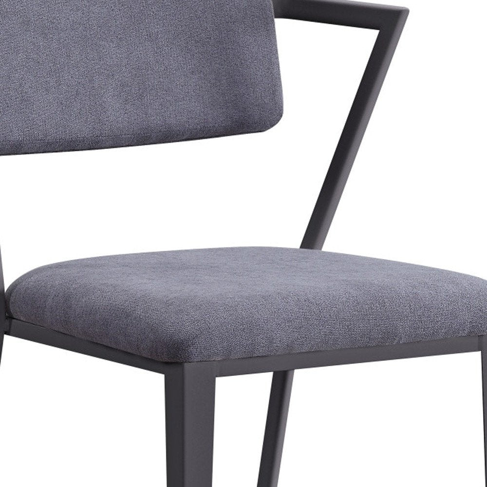 Set of Two Gray And Gunmetal Fabric And Metal Open Back Dining Side Chairs — view 6