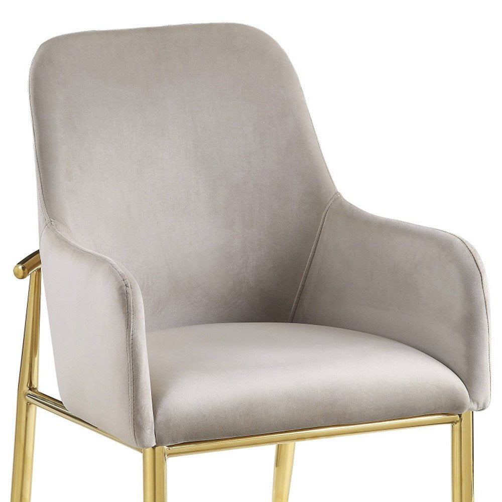 Set of Two Gray and Gold Velvet And Wood and Metal Dining Side Chairs HomeRoots
